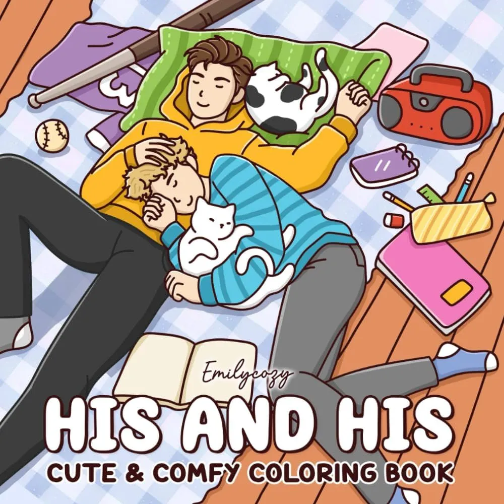 His & His: A Cozy Couple's Coloring Book by Emily Cozy
