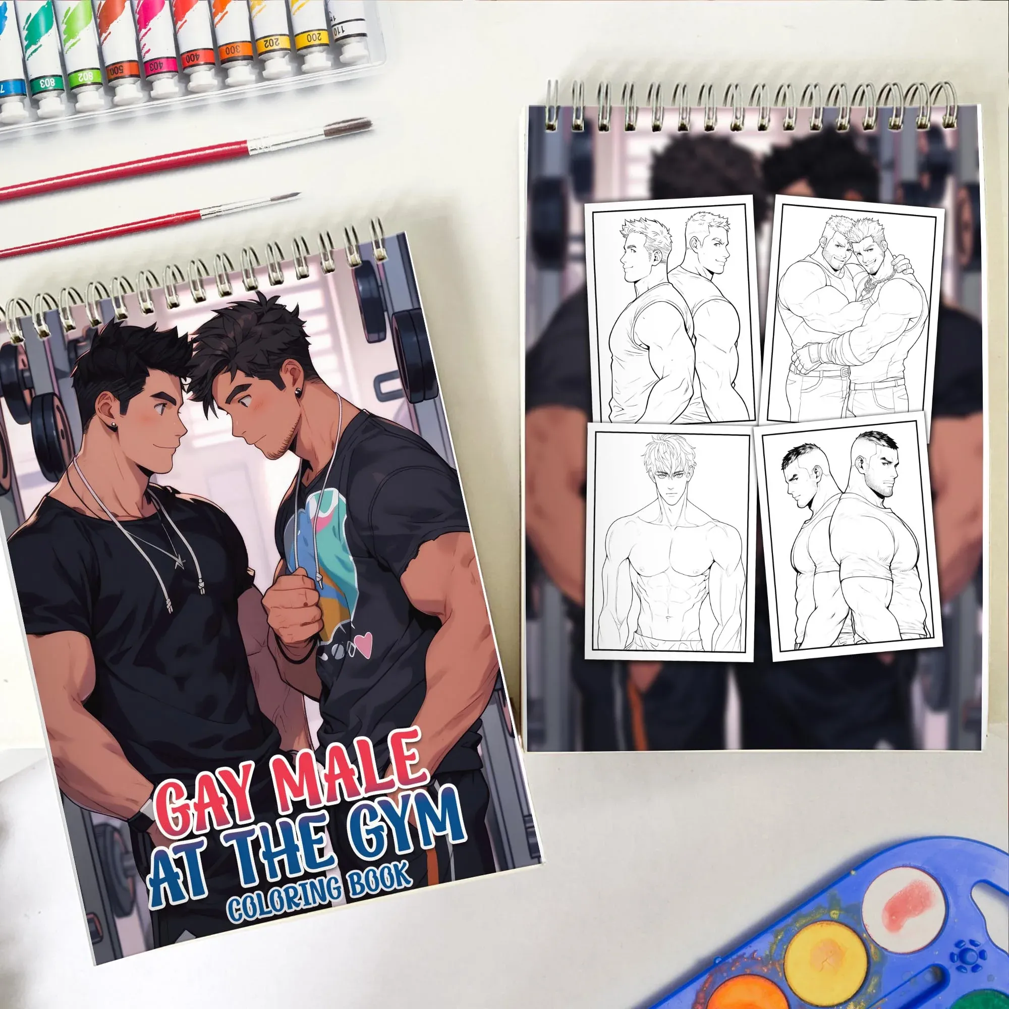 Gay Male At The Gym Spiral-Bound Coloring Book